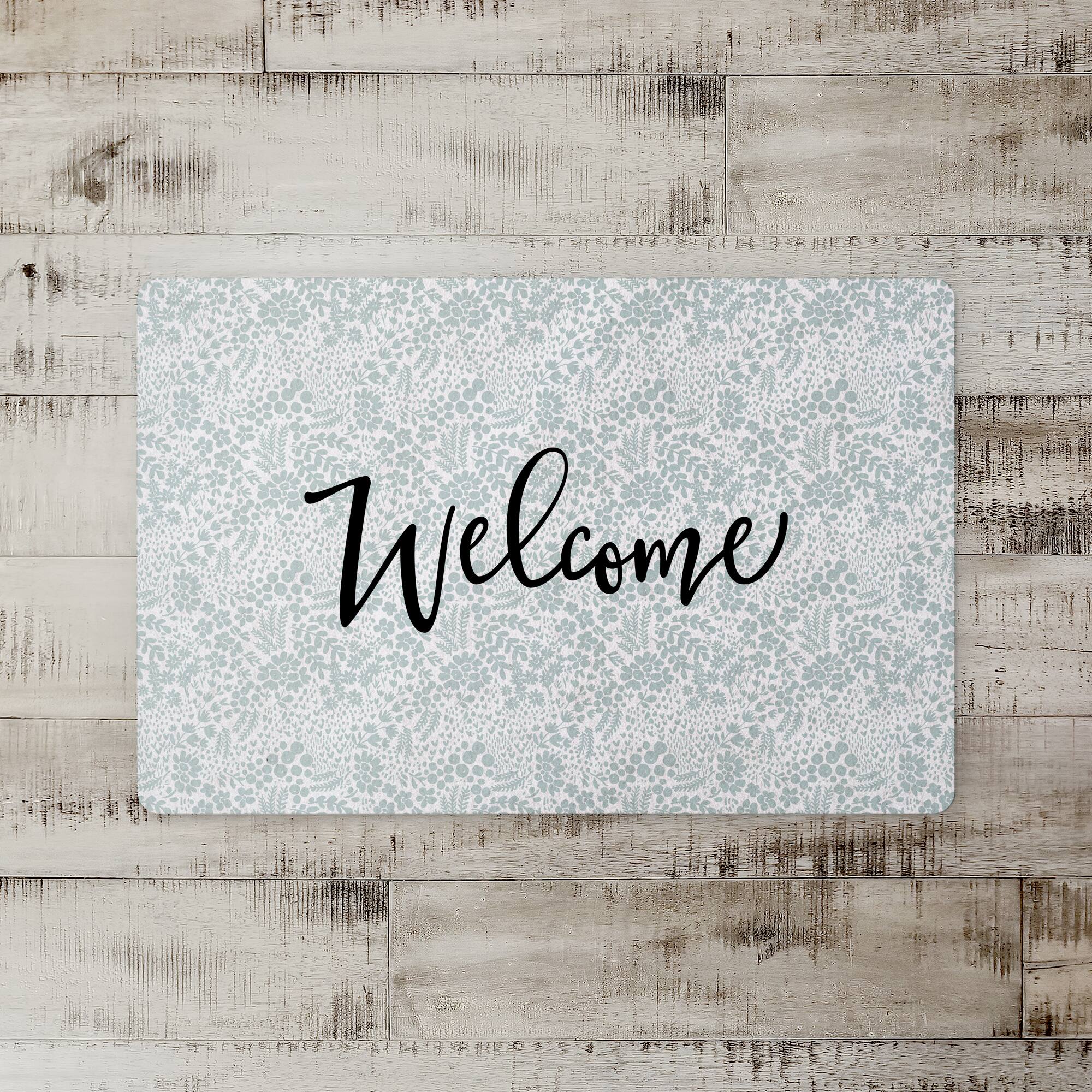 Welcome Dainty Floral Floor Mat